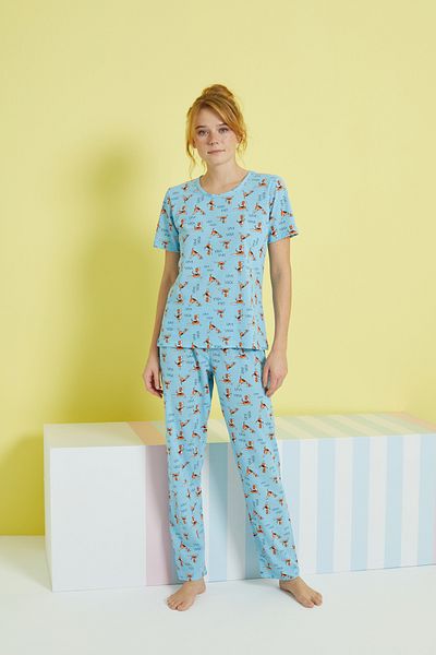 Siyah İnci multicolored Knitted Pajama Set