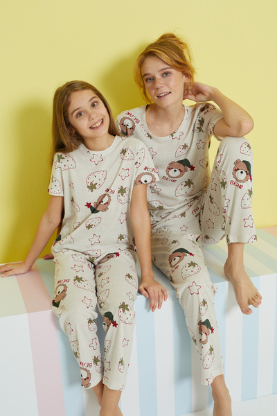 Siyah İnci multicolored Knitted Pajama Set