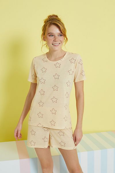 Siyah İnci multicolor Knitted Shorts Set
