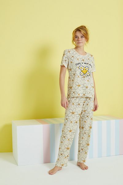 Siyah İnci multicolored Knitted Pajama Set