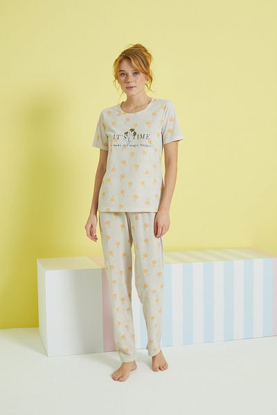 Siyah İnci multicolored Knitted Pajama Set