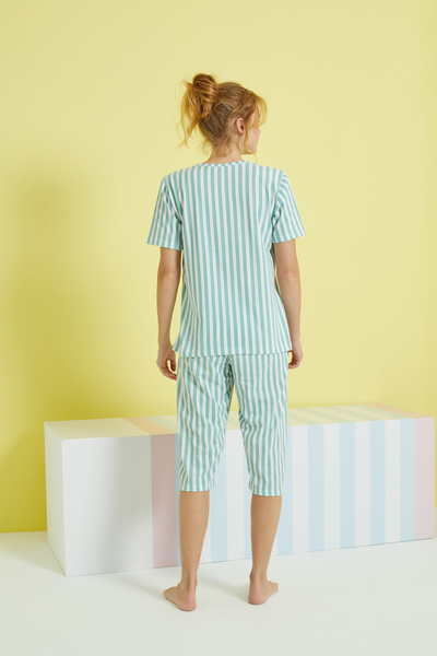 Siyah İnci çok renkli Örme Kapri Takım