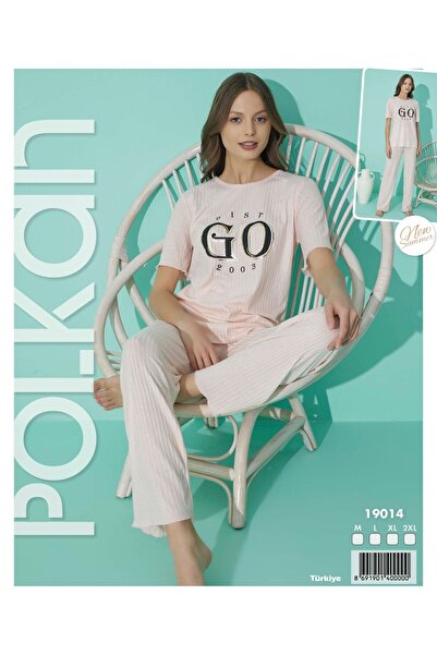 POLKAN Summer Printed Ribbed Pajamas Set