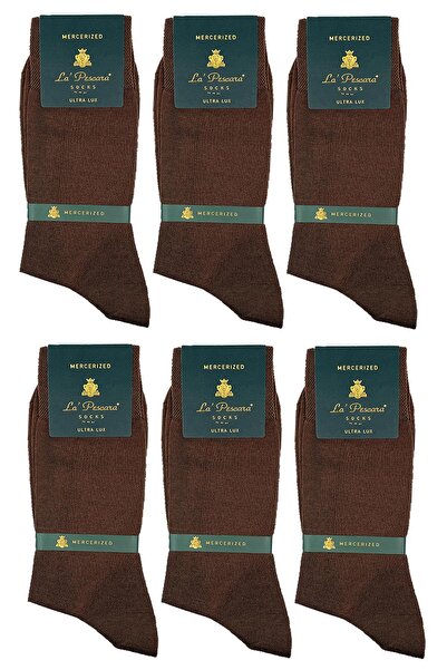 La Pescara La'pescara Ultra Luxury 6-компонентен комплект класически мъжки чорапи в кафяво, мерсеризирани