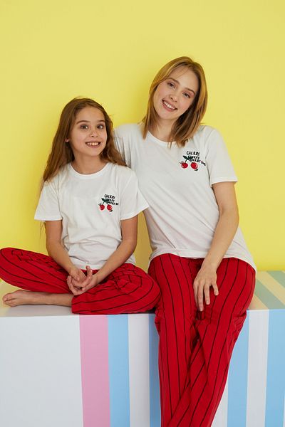 Siyah İnci multicolored Knitted Pajama Set