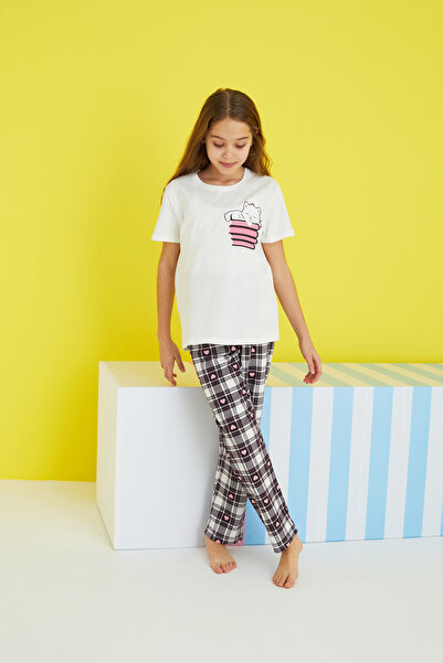 Siyah İnci πολύχρωμο Πλεκτό Σετ Πυτζάμες