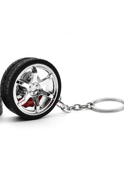 KDOT Car Keychain with Movable Caliper Rim Figure