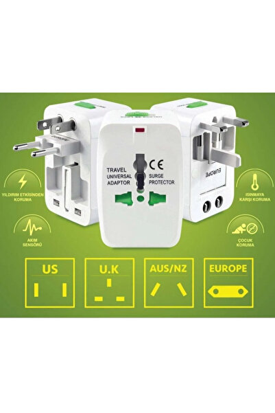 BLUE İNTER Evrensel Seyahat Adaptörü, Dünya Güç Fişi Adaptörü, ABD AU İNGILTERE AB Tak 4'ü 1 Arada