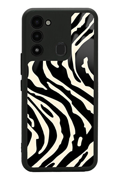 Spoyi Tecno Spark 8C Zebra Tasarımlı Glossy Telefon Kılıfı