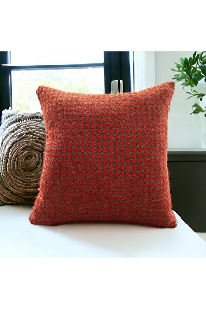 PİLLOWS STORE Kazayağı Desenli Kiremit Rengi Kırlent Kılıfı 45cm*45cm