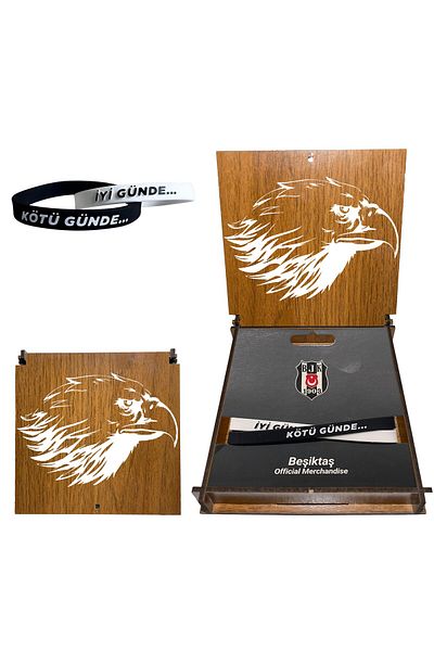 Beşiktaş Licensed Bracelet with Eagle Wooden Box
