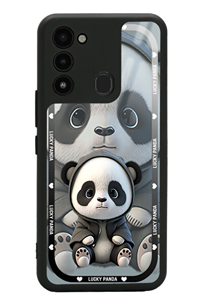 Spoyi Tecno Spark 8C White lucky panda Tasarımlı Glossy Telefon Kılıfı