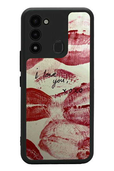 Spoyi Tecno Spark 8C I Love You Tasarımlı Glossy Telefon Kılıfı