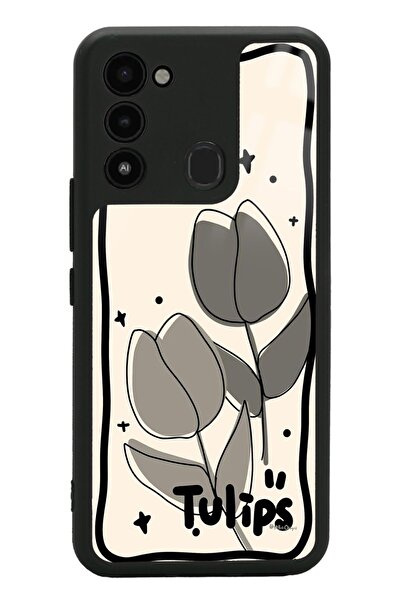 Spoyi Tecno Spark 8C Tulips Tasarımlı Glossy Telefon Kılıfı