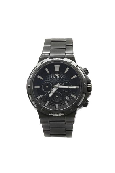 Tesbihane Ferro Matte Black Color Steel Cord Men's Wristwatch Th-fm31168a-v5