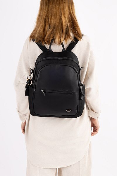 Getcho Vatar Women's Black Backpack and Shoulder Bag - Keychain Detailed, Multi-Compartment and Lightweight