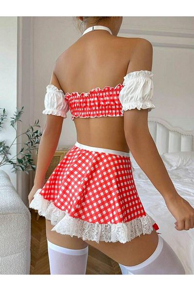 dedo costum de servitoare de culoare satin pentru femei