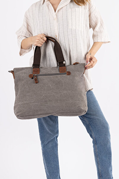 Getcho Antara Grey γυναικεία πάνινη τσάντα με πολλές τσέπες μεγάλου όγκου με φερμουάρ γραφείου Τσάντα για φορητό υπολογιστή