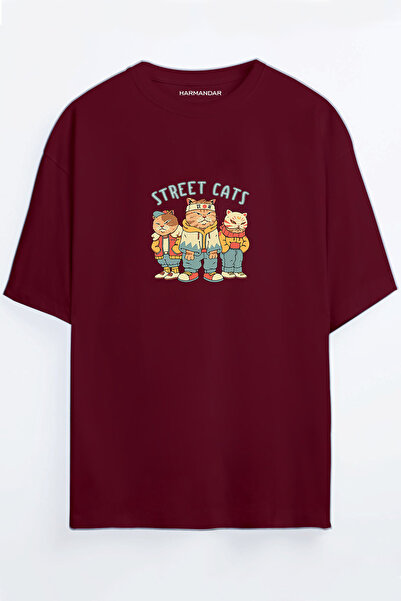Harmandar Street Cats - Street Cats Μαύρο - Λευκό Oversize T-shirt