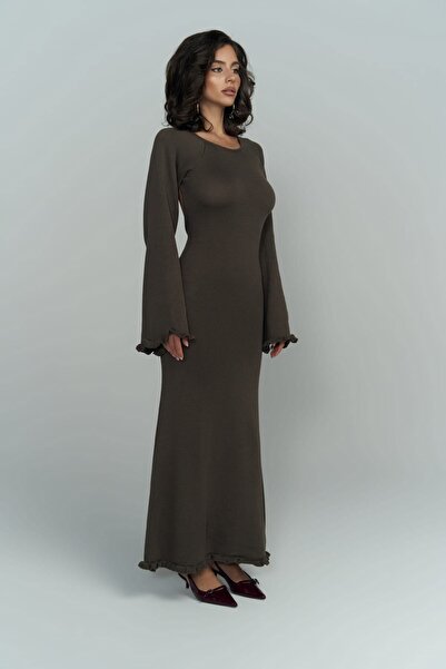 BOHEMAİ Φόρεμα Angela Back Χαμηλό Καφέ Πλεκτό Φόρεμα