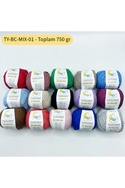 Oxford İplik 15'li Karışık Renkli Paket Eco Cotton Baby - MIX-01 Toplam 750gr