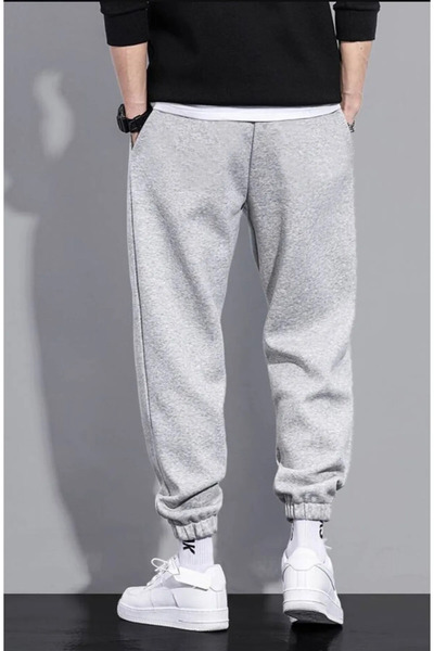 JustBS Ανδρικό λαστιχένιο γκρι παντελόνι με δύο κλωστές, άνετη εφαρμογή