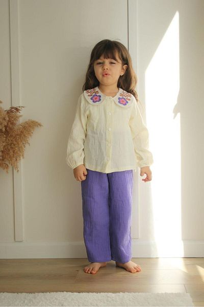 MİNİKO KİDS Girl's Muslin Fabric Trousers Double Set
