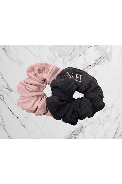 Lucy and Home 100% Cotton 2 Pieces 4 Layers Muslin Hair Rubber Anthracite, Pink