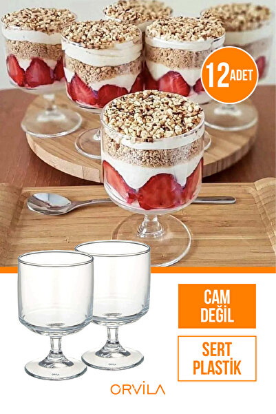 Orvila Plastik Magnolia Tatlı Sunum Bardağı | 12'li Mika Magnolya Dondurma Pu...