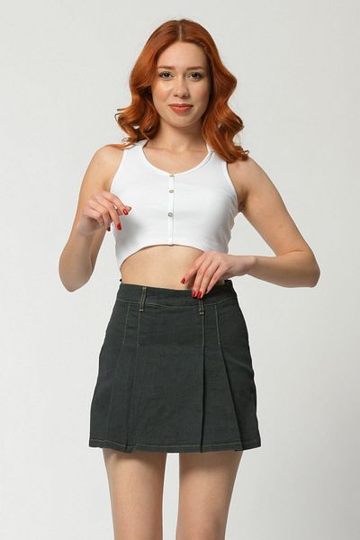 What's Up Fustă mini Short plisată Whatsup - Antracit