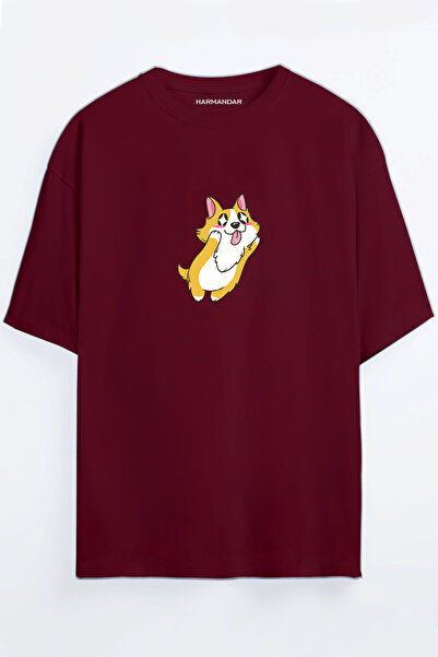 Harmandar تي شيرت كبير الحجم مطبوع عليه كلب كاواي