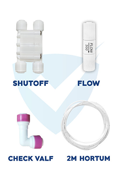 PLUSKIT Su Arıtma Cihazı Yenileme Kiti Shut Off - Flow - Check Valf - Hortum ...