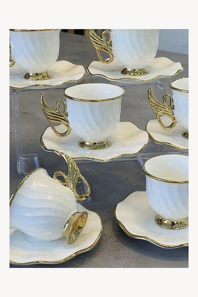 ACAR Luxury Porcelain Jade 6-Piece Cup Set Gold