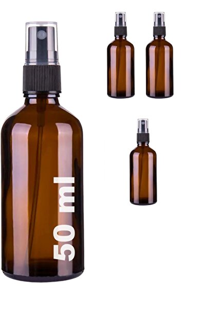 Juniberry 3 Adet Amber 50ml Boş Kapaklı Siyah Sprey Fısfıs Cam Şişe 3x50ml Si...
