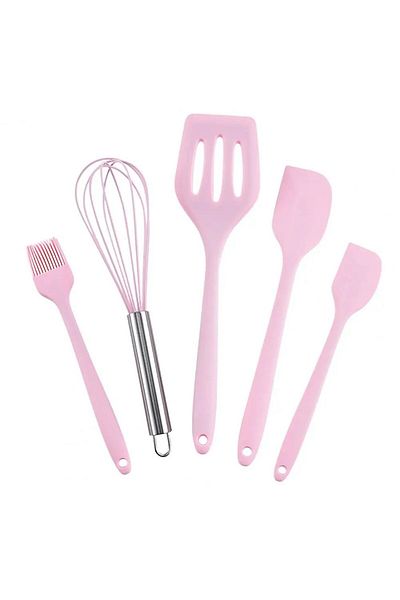 2B Bazaar 5-Piece Kitchen Set Fireproof Non-Stick Kitchen Pastry Silicone Egg Brush Spoon Beater Holder Set