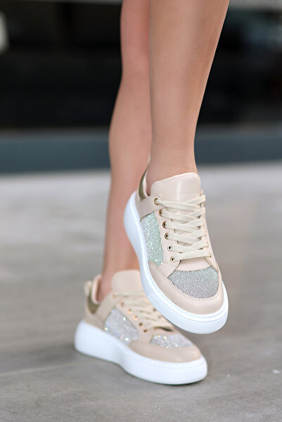 Madam Tarz Bolonya Düz Taban Günlük Simli Sneaker