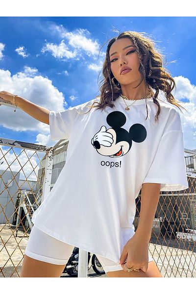 ciwi&life Tricou alb unisex oversize Oops!Mouse Boyfriend