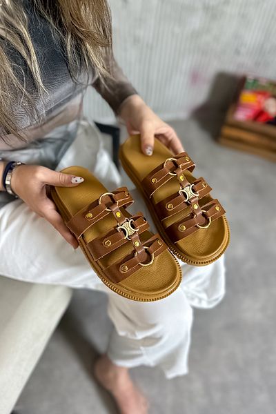 SHOEBELLAS Дамски чехли с три райета и катарама Asai Taba