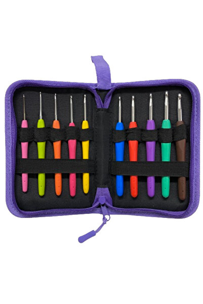 EleganTShoP Elegant Çantalı Ergonomik Silikon Tığ Seti FW2