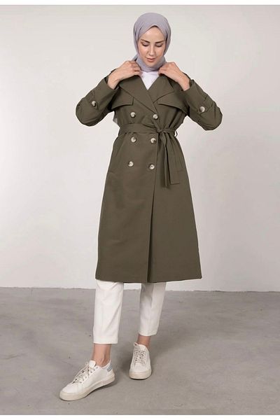 LAR S Khaki Women Overcoat Trench Coat Styles Prices Trendyol