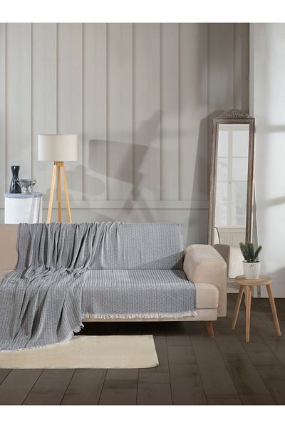 Lux Touch Vera Anthracite 200 x 220 cm Cotton Sofa Cover - Sofa Sofa Bed Divan Armchair Shawl