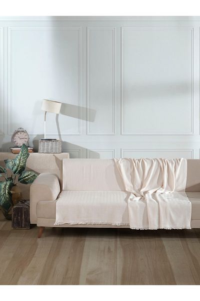 Lux Touch Калъф за диван Vera Ecru - 200x220 см памучен покривало за разтегателен диван/фотьойл