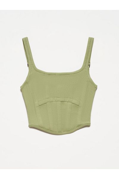 Dilvin 3793 Corset Top-light Khaki