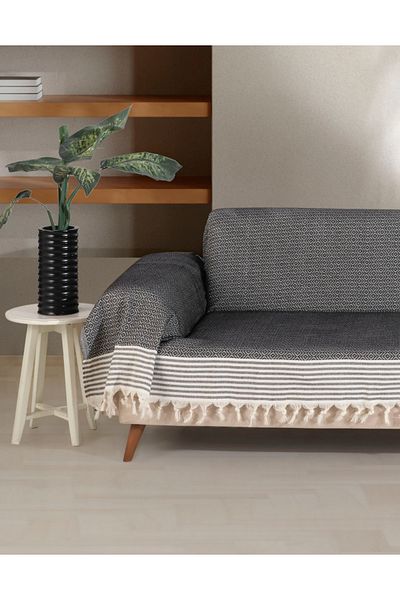 Lux Touch Husa pentru canapea Bergama cu manere neagra 180 X 300 cm Husa pentru canapea extensibila pentru canapea extensibila