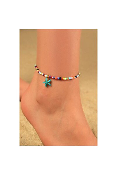 FUDER خلخال من الخرز الملون بنجوم البحر