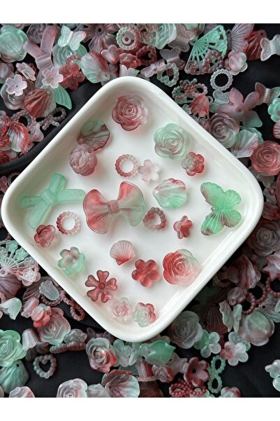 Bijumix Aksesuar 40 Adet Karışık Figürlü Mat Buzlu Plastik Boncuk