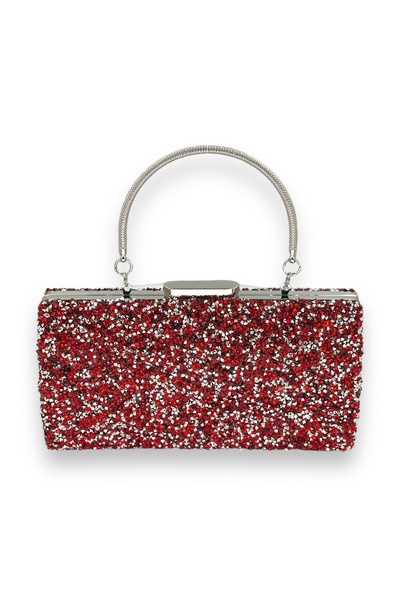 Biçanta Red Color Jewelled Metal Handle Large Size Evening Dress Evening Bag Engagement Wedding Invitation Prom