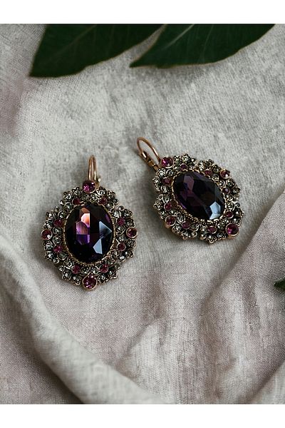 FAYRA ACCESSORIES Purple Zircon Stone Earrings