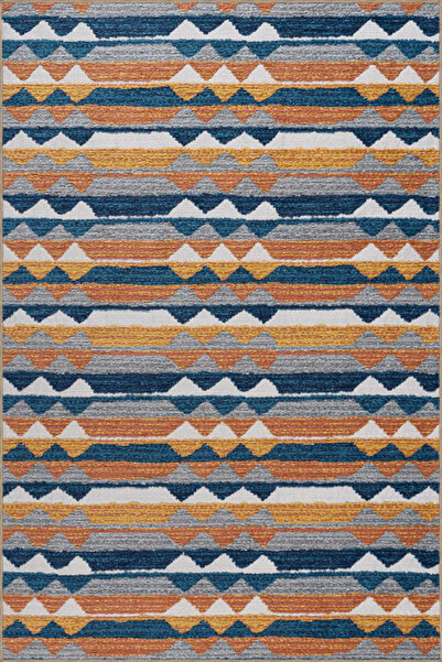 Rugs Modern Halı Multicolored Striped Geometric Patterned Fringed Modern Deco...