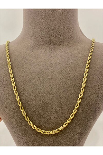 stainless steell Çelik Burma Zincir Kolye Gold (62-66CM)